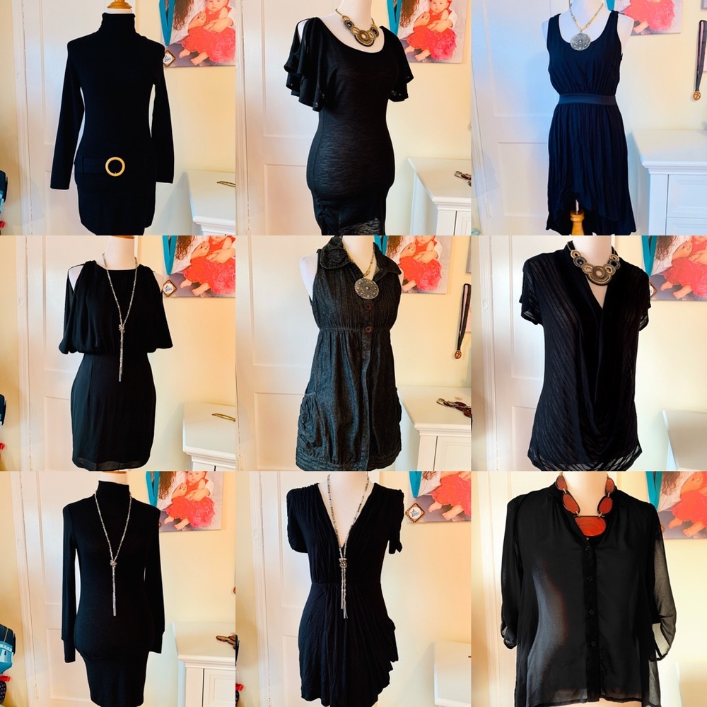 Bundle of 11 Black/Grey dresses & tops size M